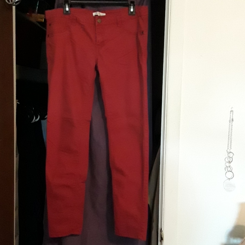 Red skinny jeans